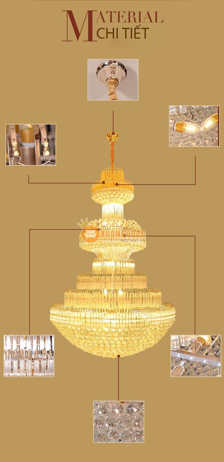 Đèn chùm pha lê cao cấp gắn trần biệt thự CM198-18